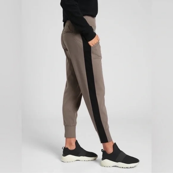 Athleta Pants - Athleta Venice Joggers Size XS - Taupe Track Joggers with Black Side Stripe